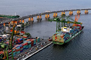 Chinese shipping vessel in harbour of Rio de Janeiro, Brasil