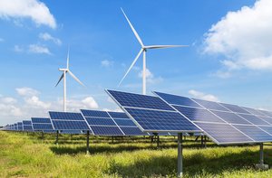 Solar panels and wind turbines