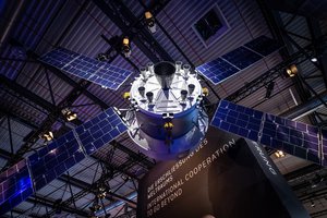 Image of a satellite in a hangar