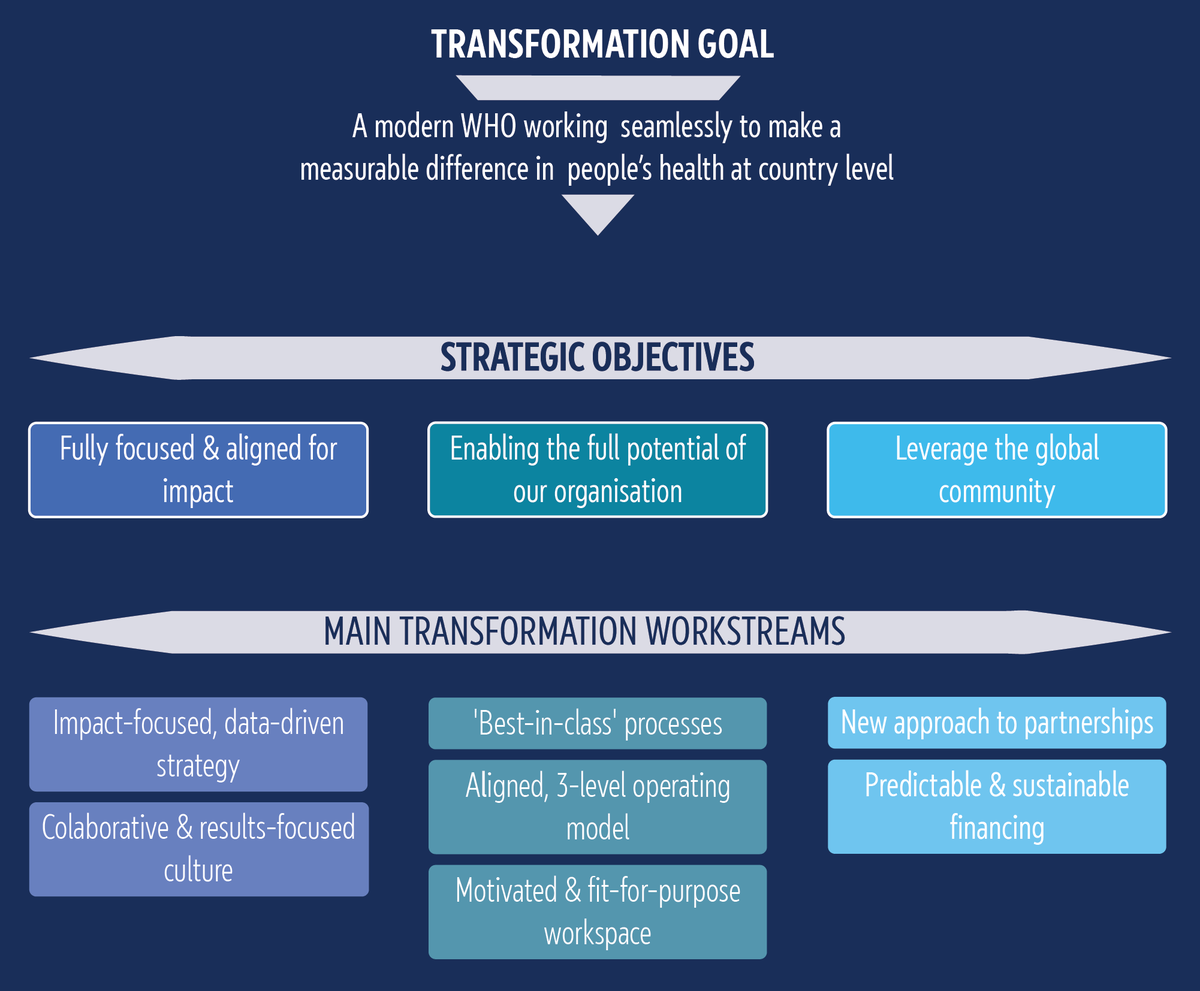 Graph depicting the structure of the WHO Transformation Agenda