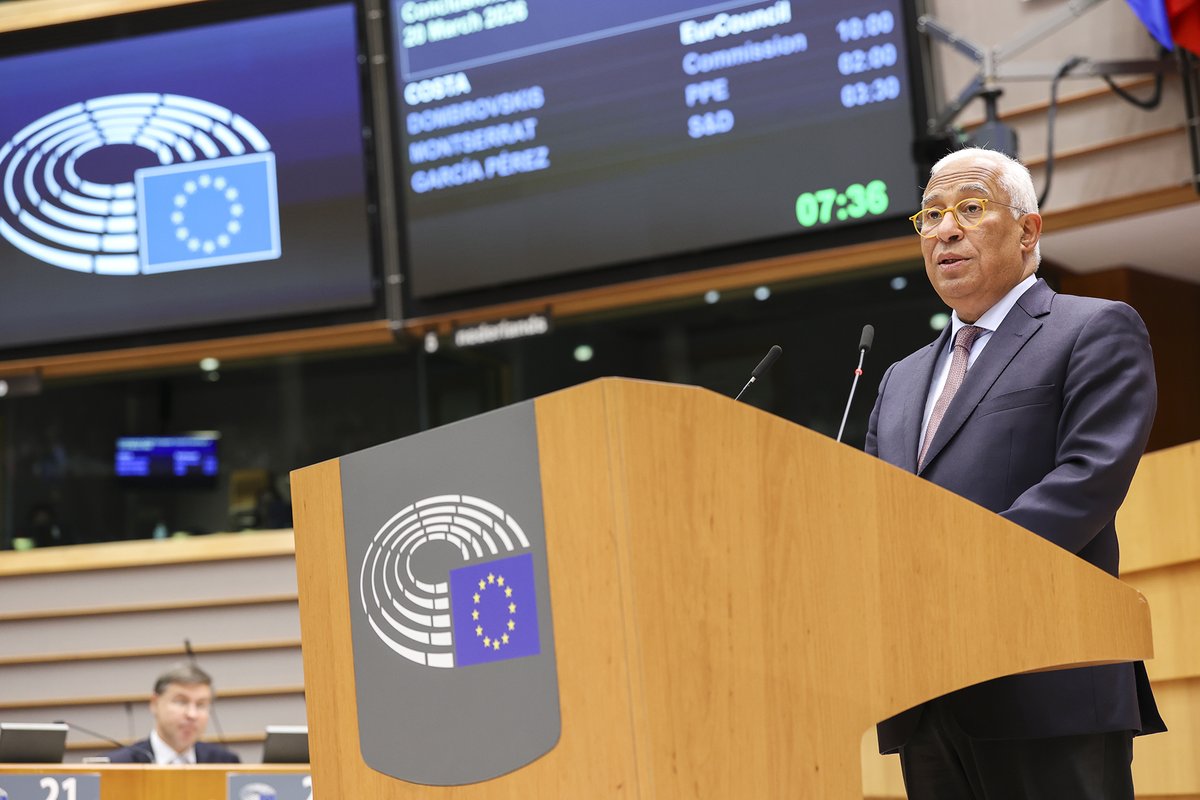 Ant&oacute;nio&nbsp;Costa, President of the European Coucil, speaking before the European Parliament during the March&nbsp;II&nbsp;2026 plenary session.