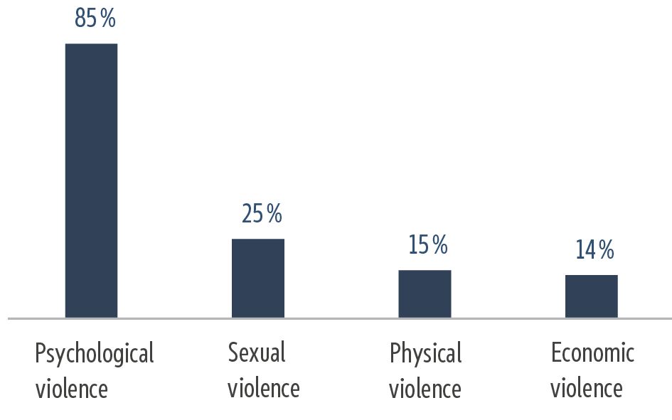 Types of violence experienced by female parliamentarians in Europe (% of all respondents)