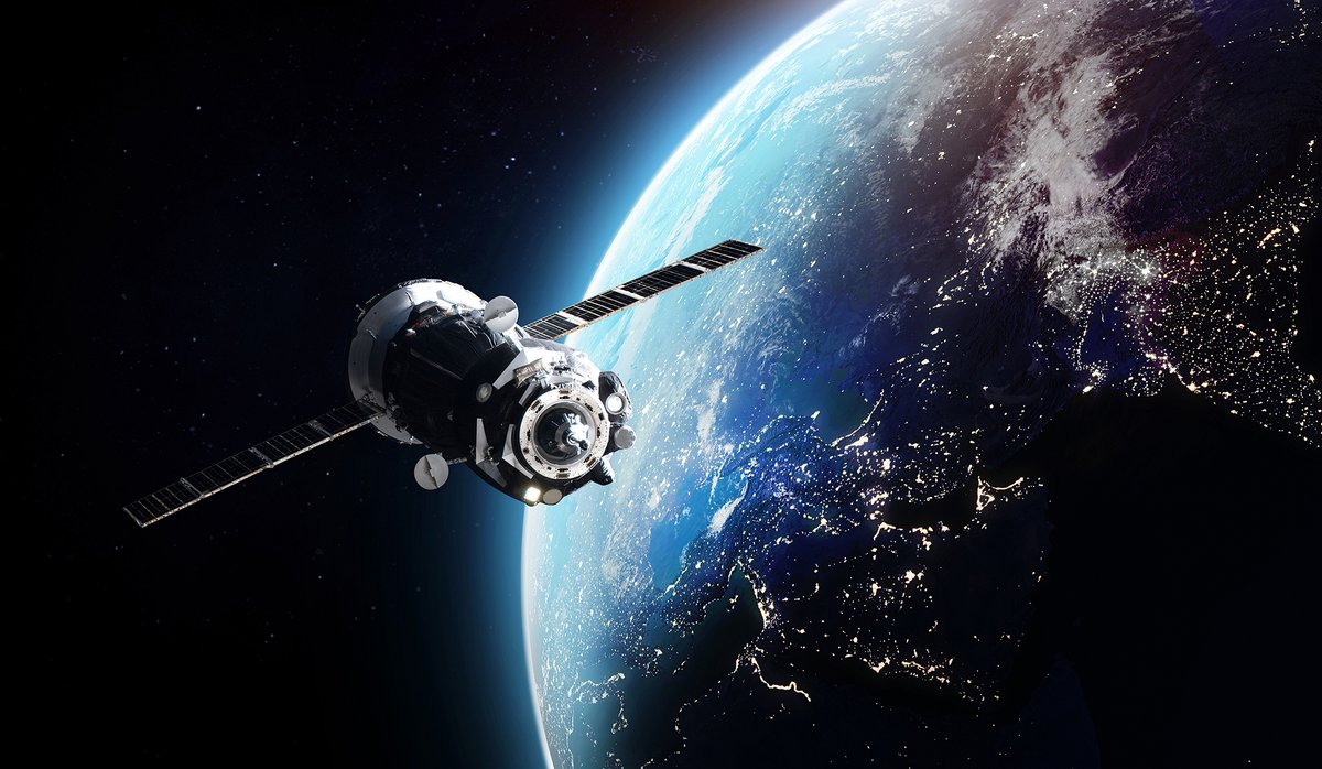 A satellite orbits the earth.
